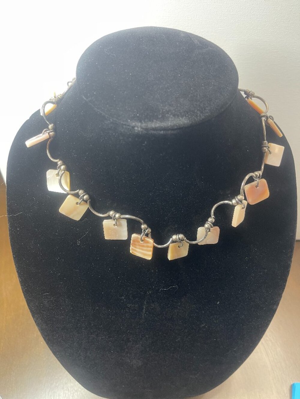 Unique Mother of Pearl and Silver Necklace